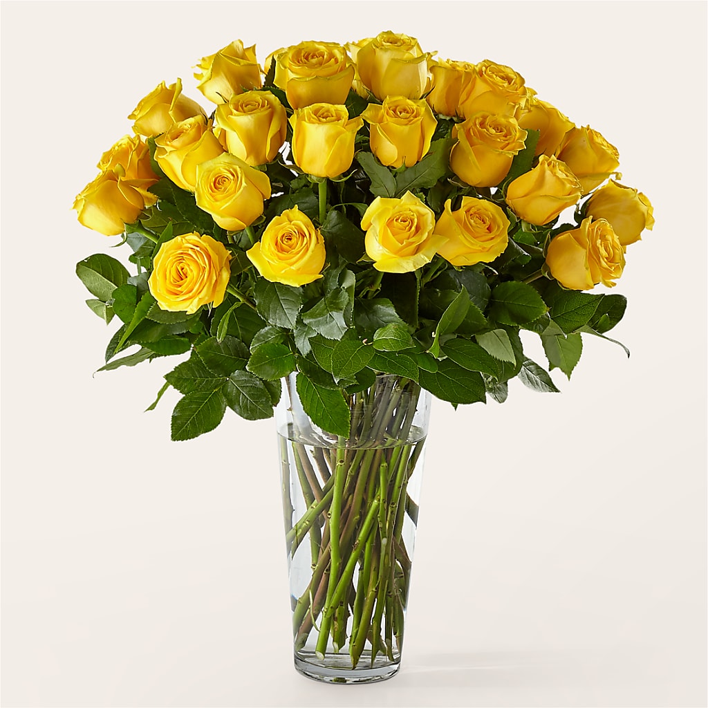Long Stem Yellow Rose Bouquet – Rosewood Flower Shop, Humble TX