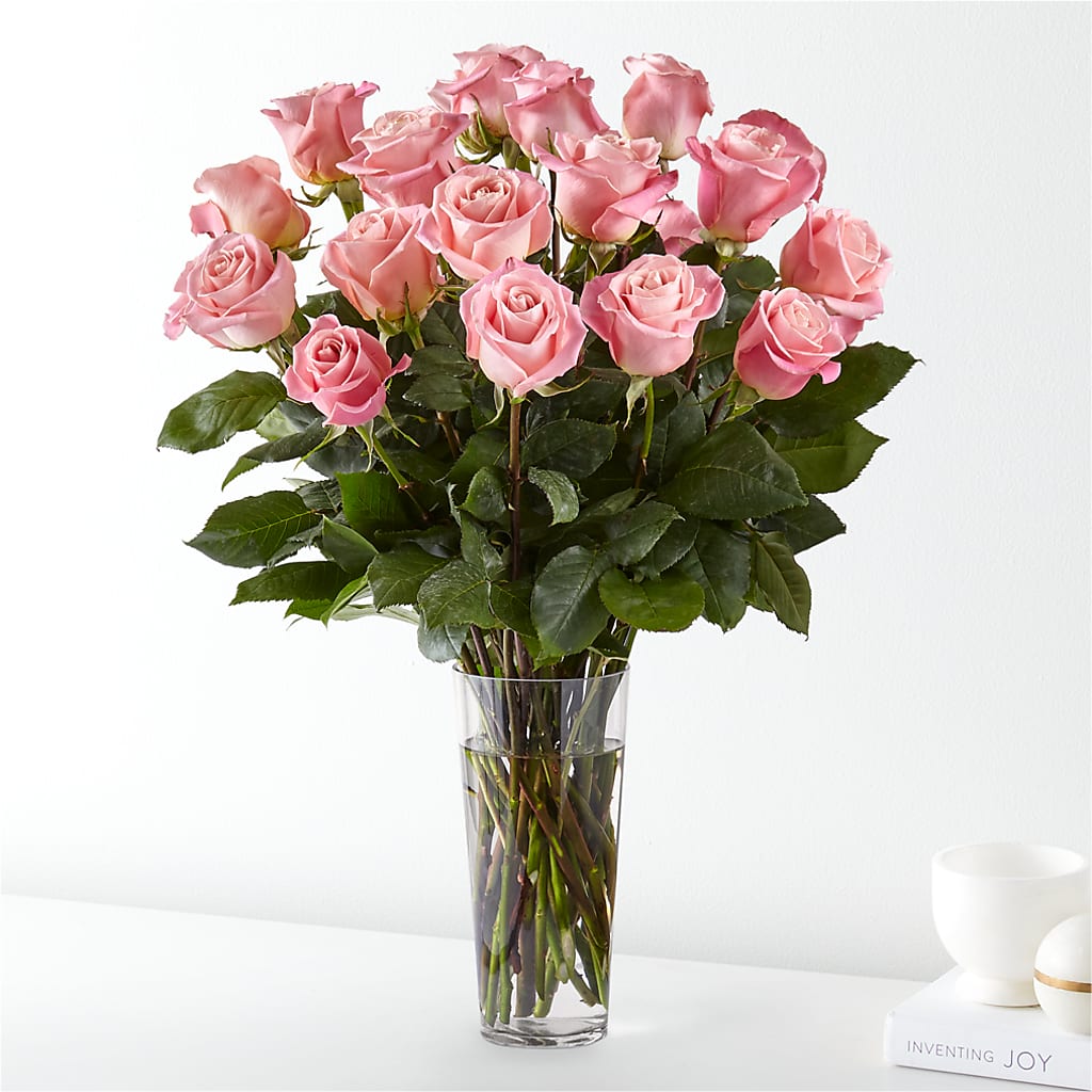 Long Stem Pink Rose Bouquet – Rosewood Flower Shop, Humble TX