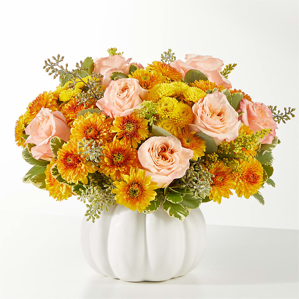 Peachy Pumpkin – Rosewood Flower Shop, Humble TX