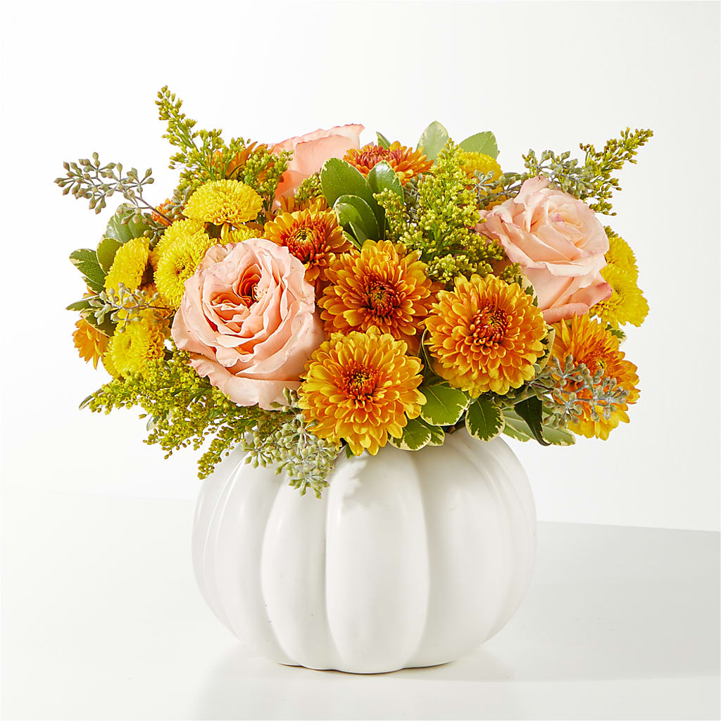 Peachy Pumpkin – Rosewood Flower Shop, Humble TX