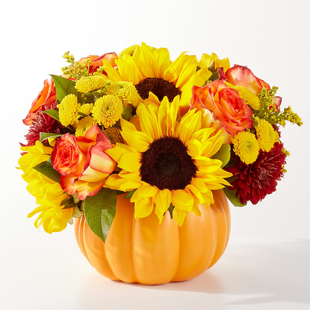 Golden Gourd Pumpkin Bouquet – Rosewood Flower Shop, Humble TX