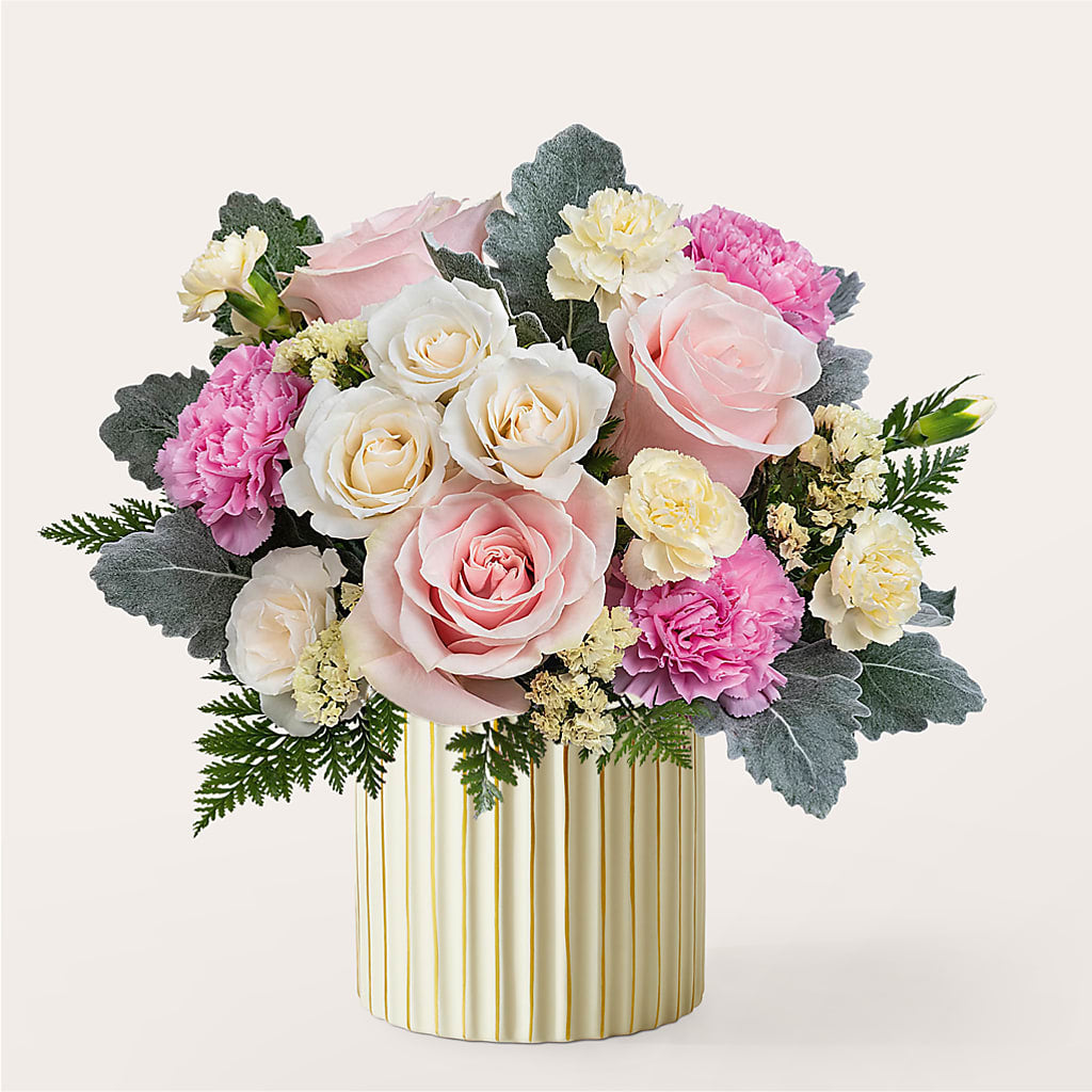 Blissful Moments Bouquet with Ivory Vase – Rosewood Flower Shop, Humble TX