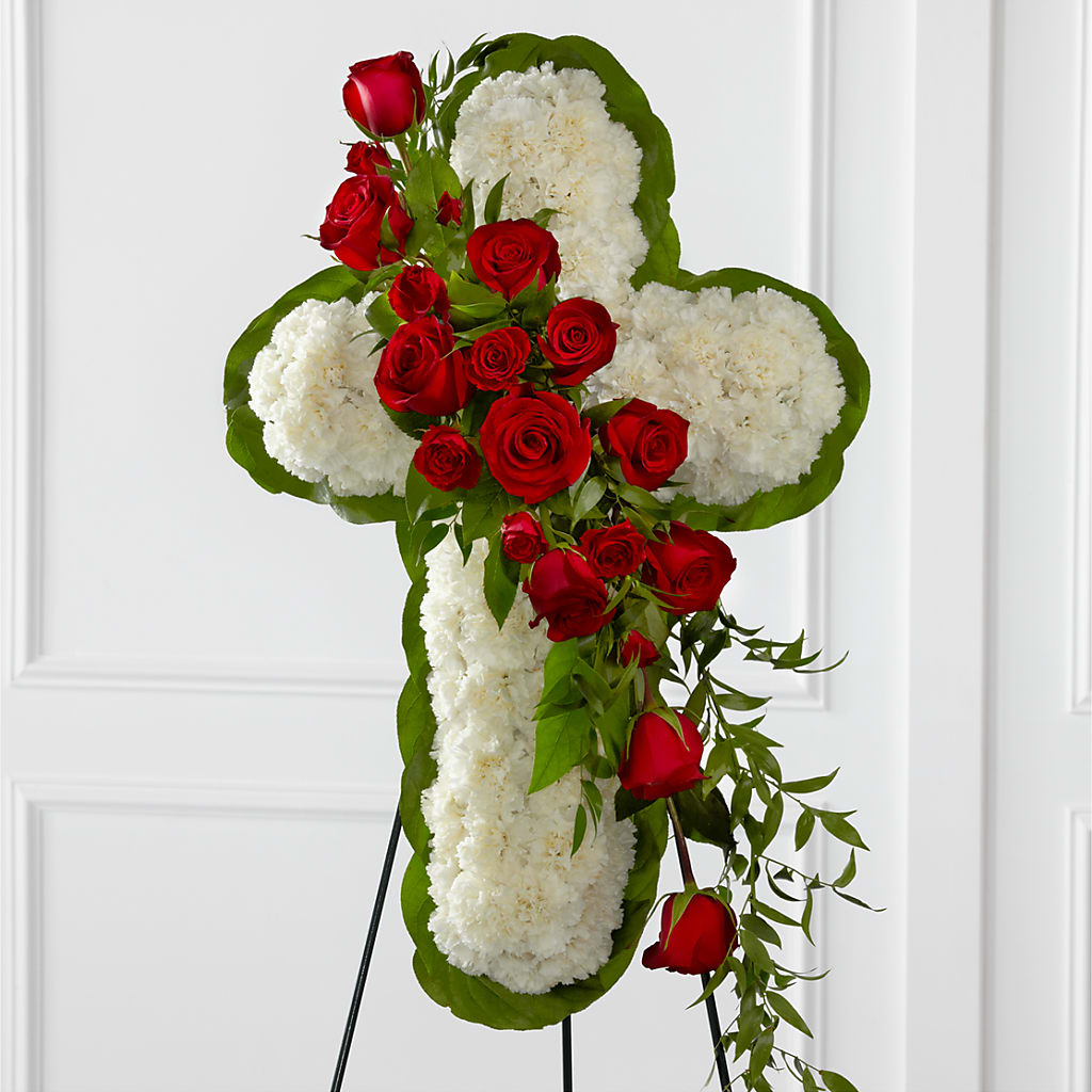 Floral Cross Easel – Rosewood Flower Shop, Humble TX