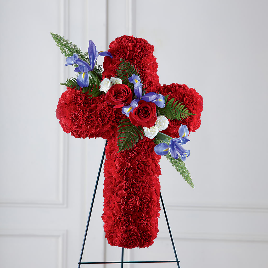 Faithful Hero Floral Cross – Rosewood Flower Shop, Humble TX