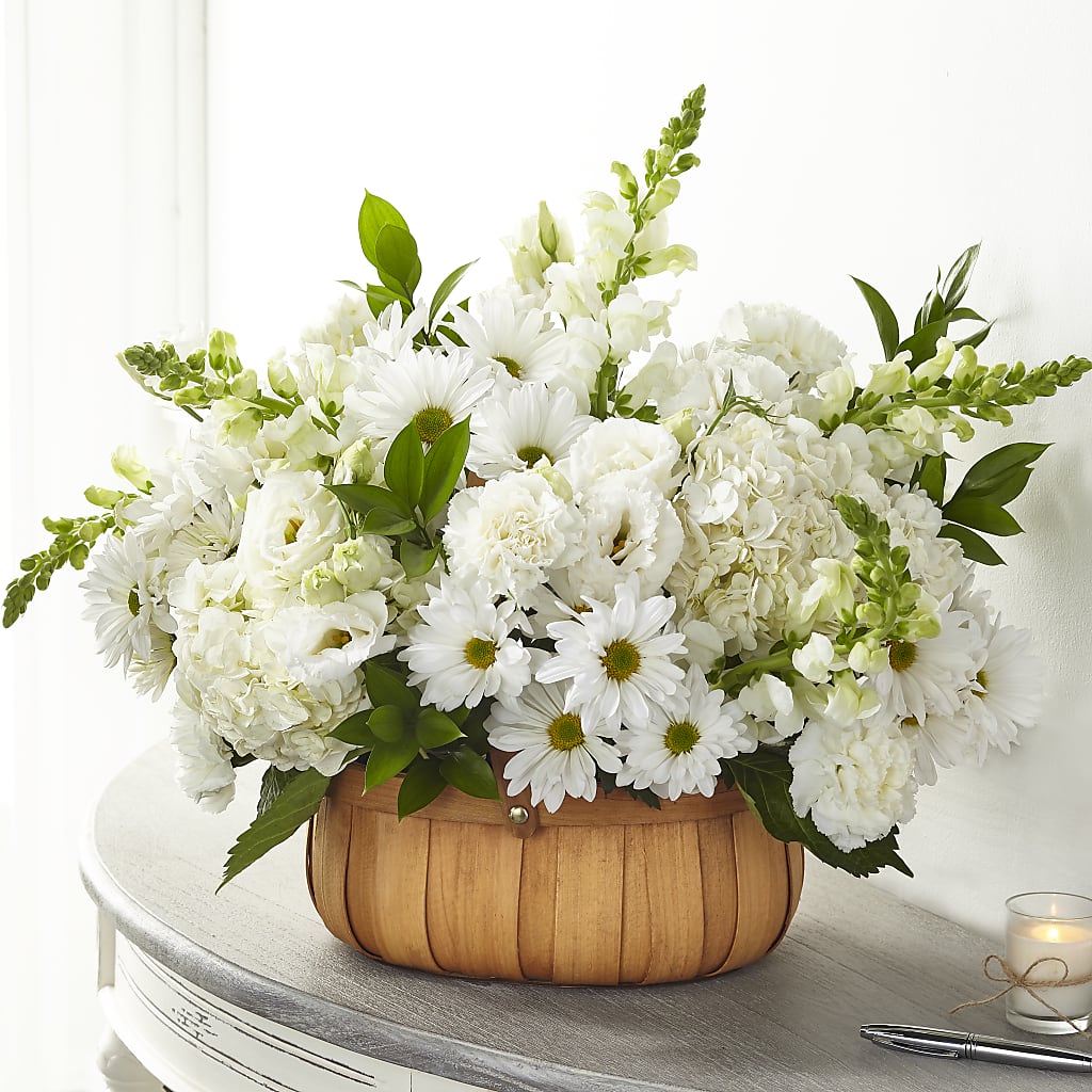 Pure Ivory Basket – Rosewood Flower Shop, Humble TX