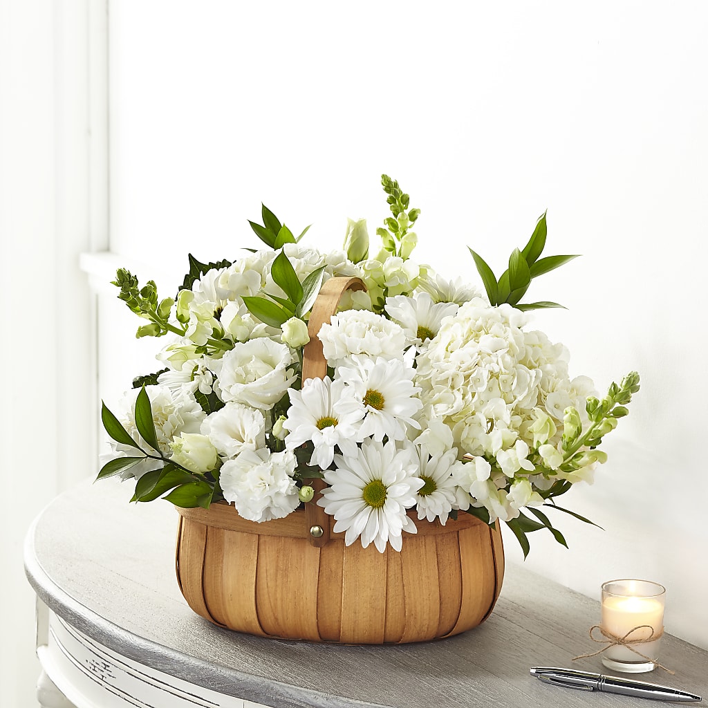 Pure Ivory Basket – Rosewood Flower Shop, Humble TX