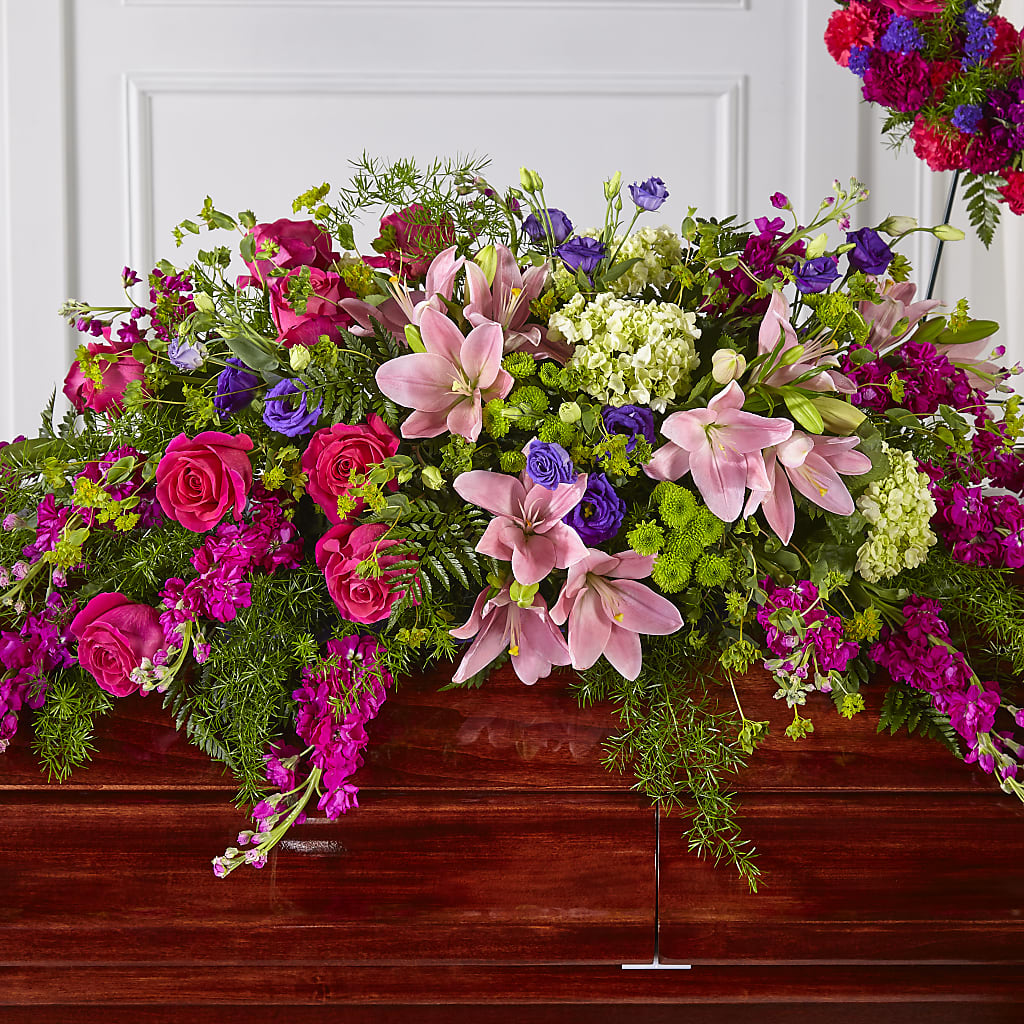 Radiant Tribute Casket Spray – Rosewood Flower Shop, Humble TX