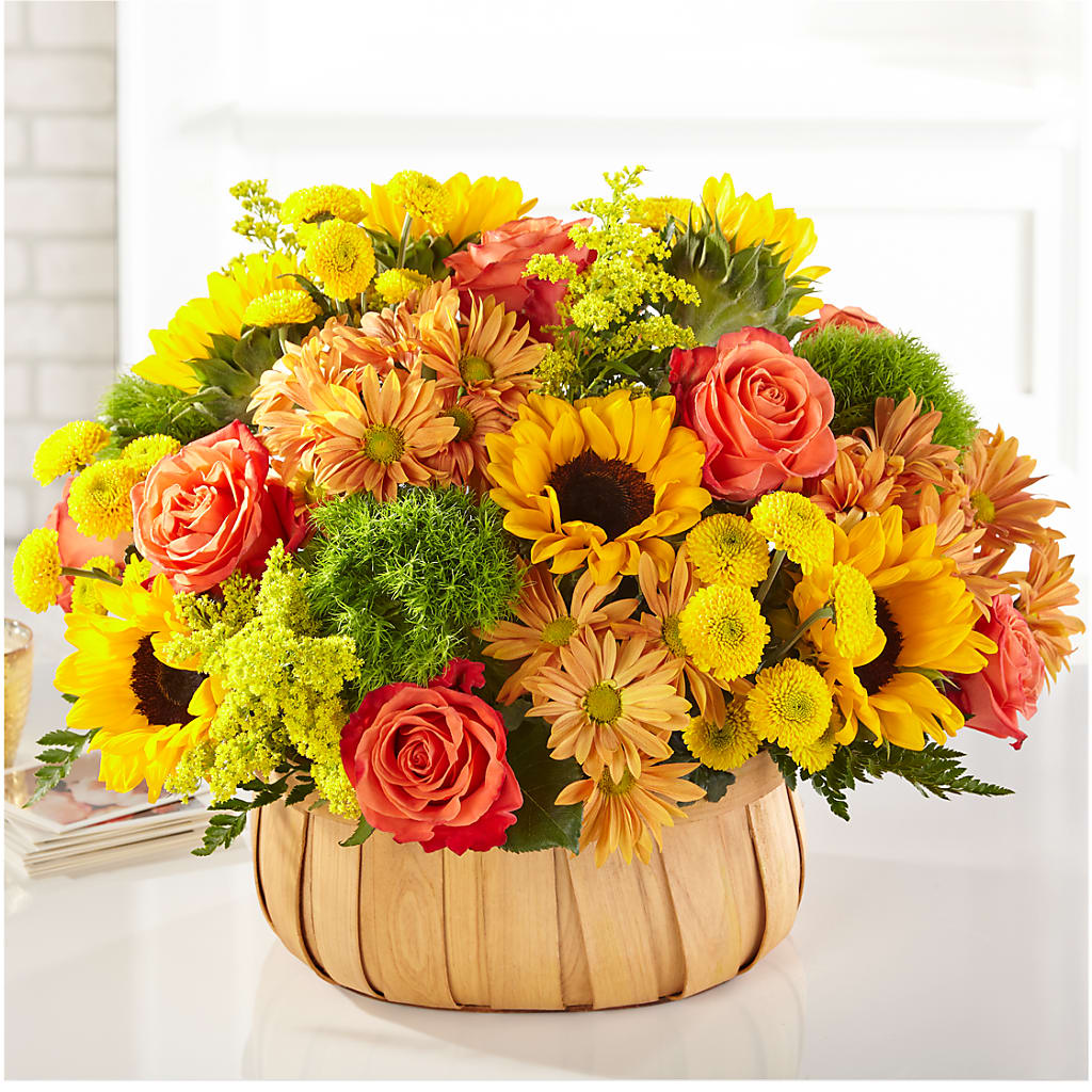 Harvest Sunflower Basket – Rosewood Flower Shop, Humble TX