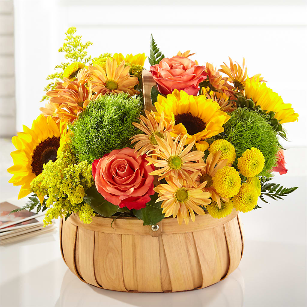Harvest Sunflower Basket – Rosewood Flower Shop, Humble TX