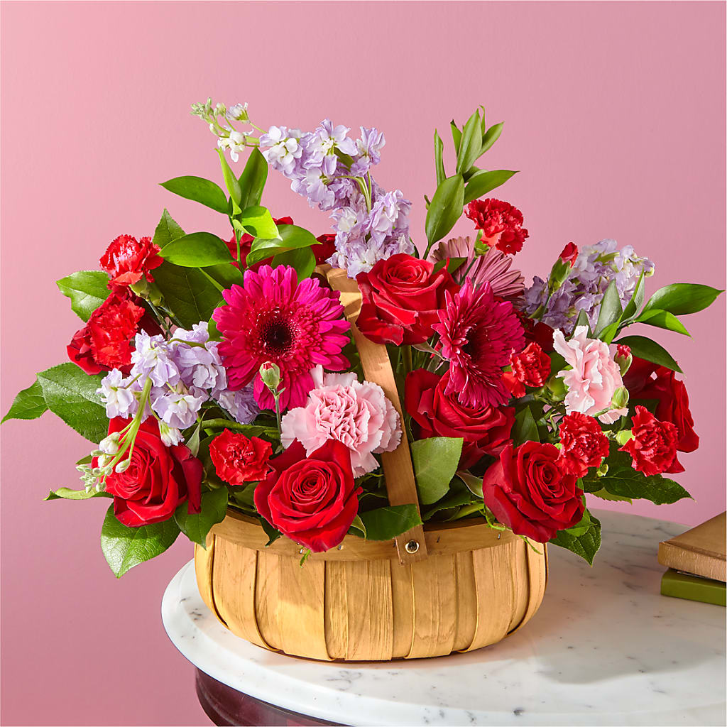 Pink Picnic Basket – Rosewood Flower Shop, Humble TX