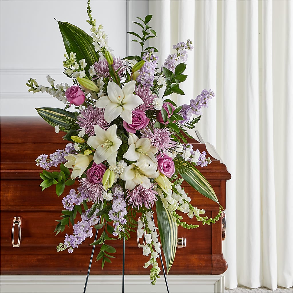 Grateful Hearts Standing Spray – Rosewood Flower Shop, Humble TX