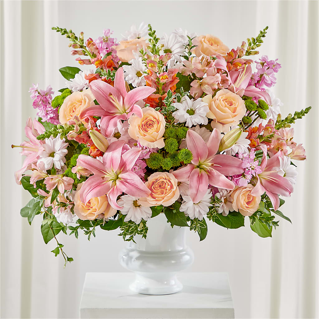 Heartfelt Gesture Urn Arrangement – Rosewood Flower Shop, Humble TX