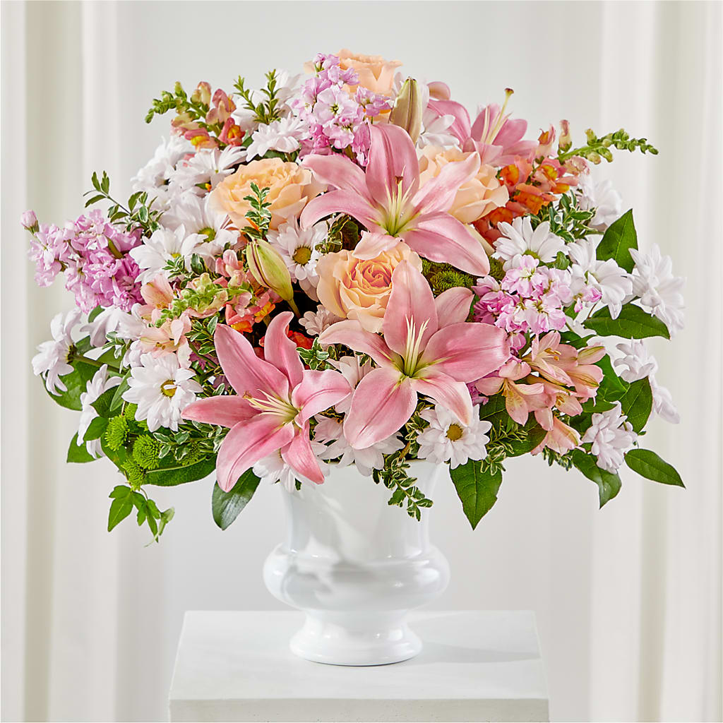 Heartfelt Gesture Urn Arrangement – Rosewood Flower Shop, Humble TX