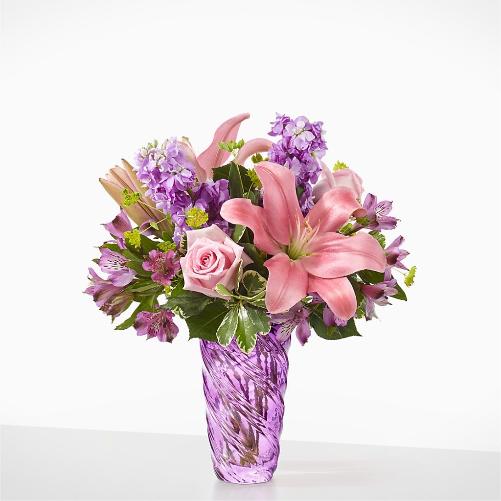 Precious Petals Bouquet with Luxe Swirl Vase – Rosewood Flower Shop, Humble TX