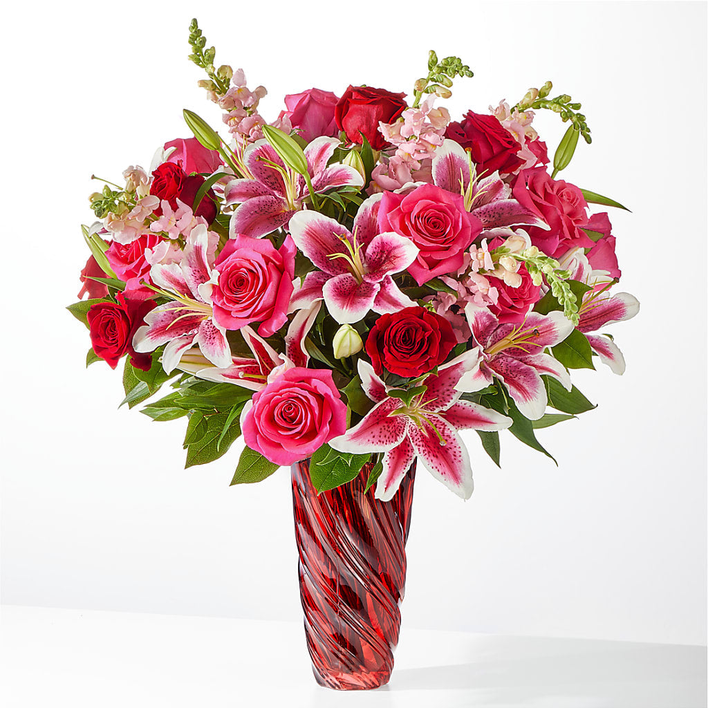 Always You Bouquet with Luxe Swirl Vase – Rosewood Flower Shop, Humble TX