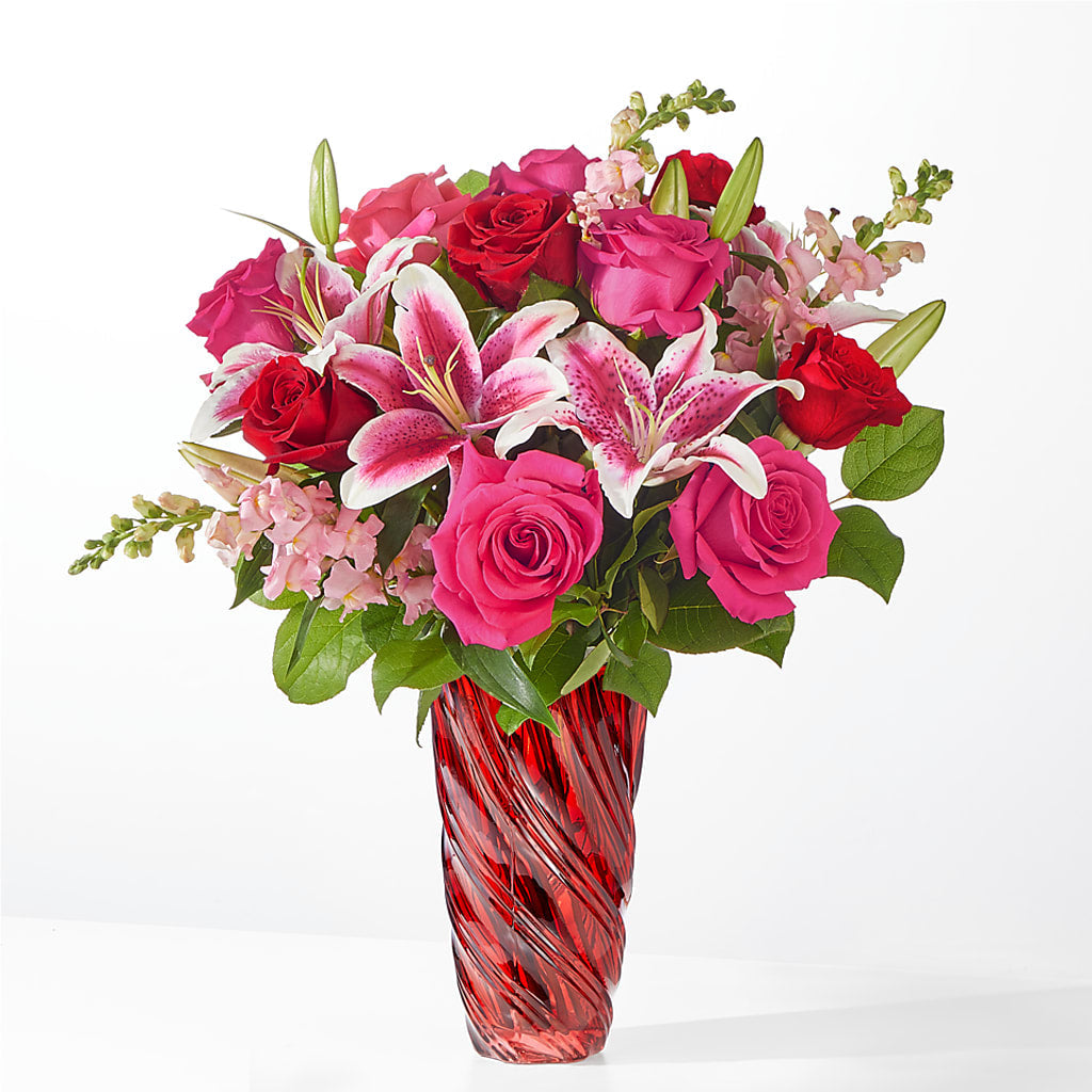 Always You Bouquet with Luxe Swirl Vase – Rosewood Flower Shop, Humble TX