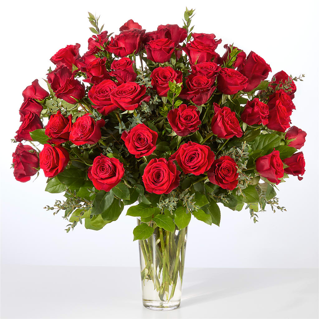 Forever Yours Fifty Stem Red Rose Bouquet – Rosewood Flower Shop, Humble TX