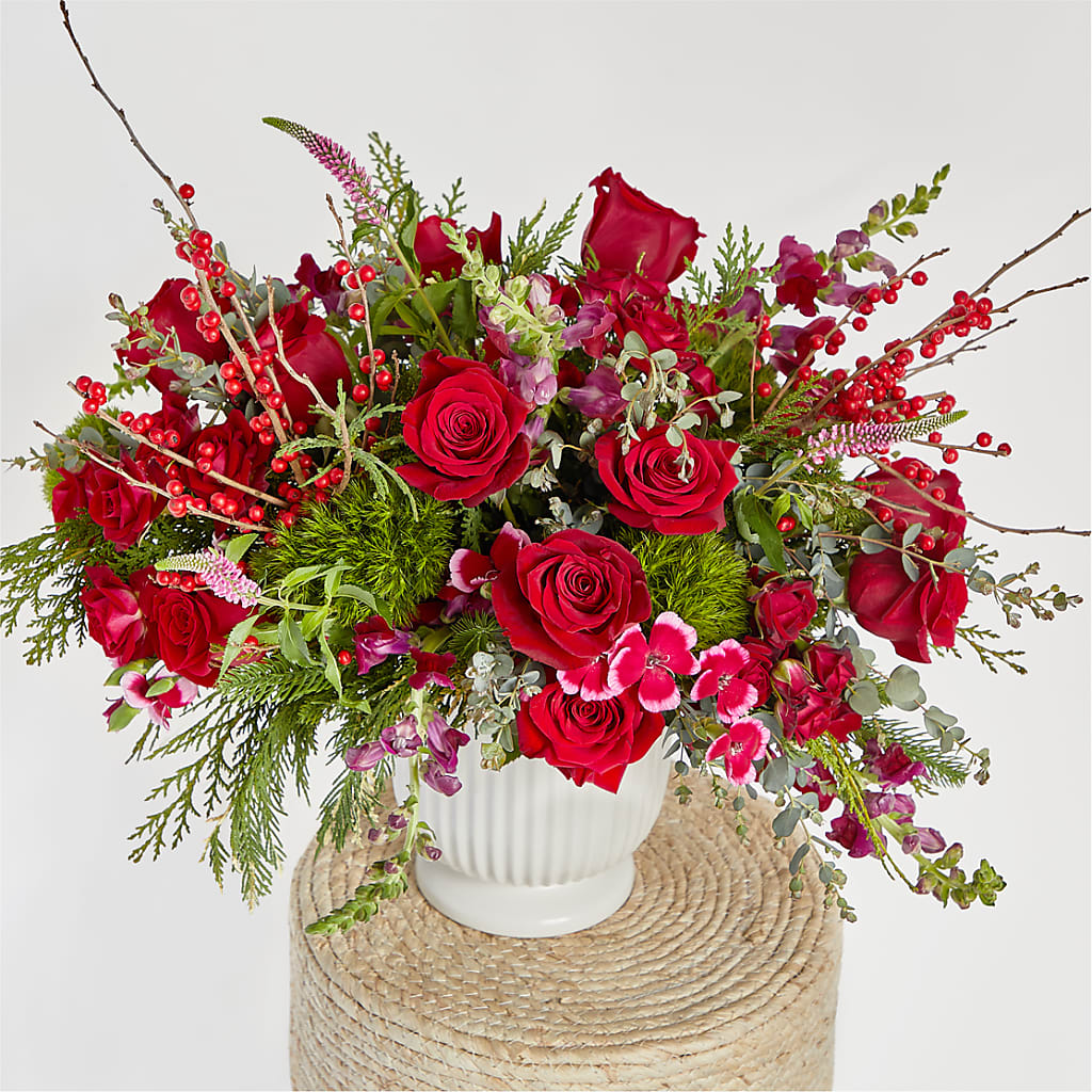 Big Red Bow Bouquet –  Rosewood Flower Shop, Humble TX