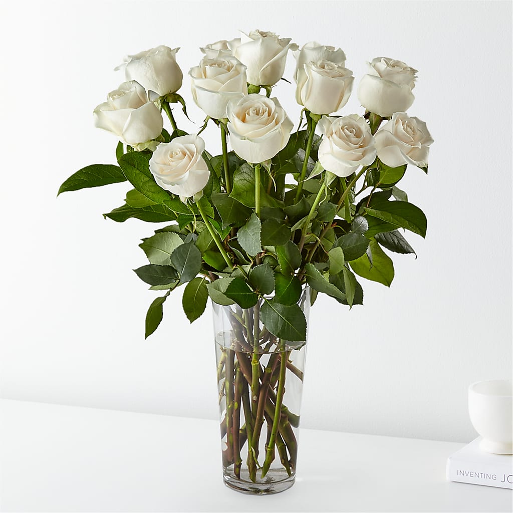 Long Stem White Rose Bouquet –  Rosewood Flower Shop, Humble TX