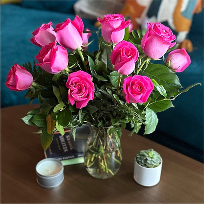 Long Stem Pink Rose Bouquet –  Rosewood Flower Shop, Humble TX