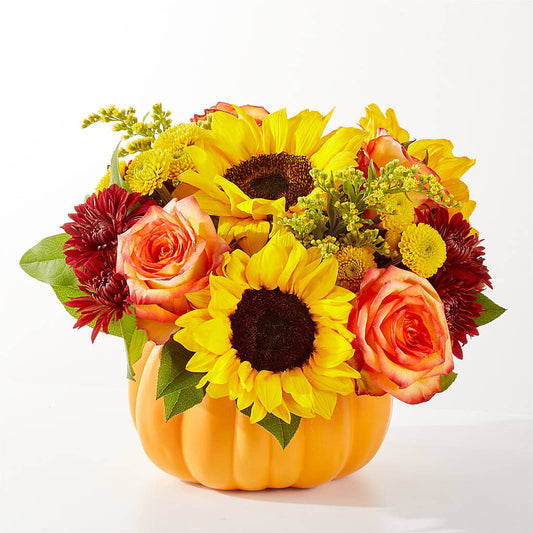 Golden Gourd Pumpkin Bouquet –  Rosewood Flower Shop, Humble TX