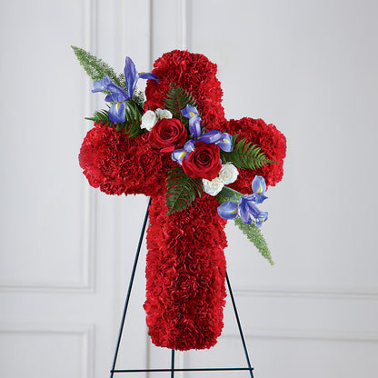 Faithful Hero Floral Cross –  Rosewood Flower Shop, Humble TX