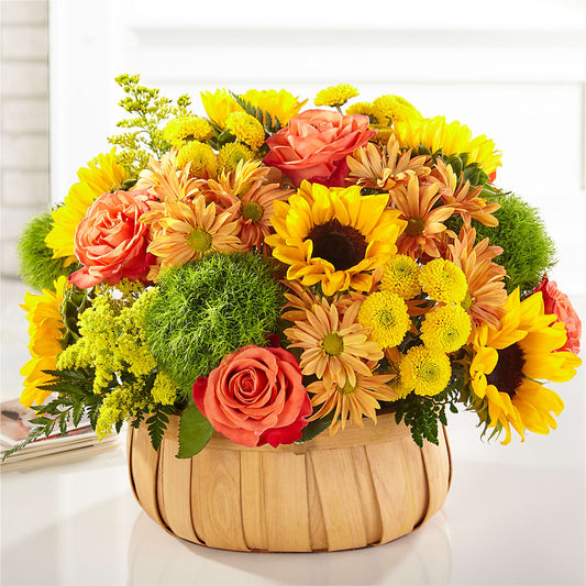 Harvest Sunflower Basket –  Rosewood Flower Shop, Humble TX