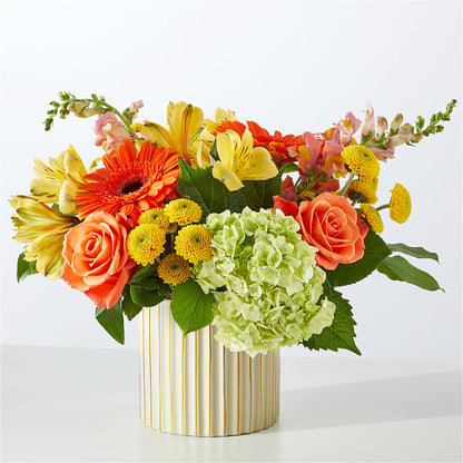 Autumn Sunshine Bouquet with Ivory Vase –  Rosewood Flower Shop, Humble TX