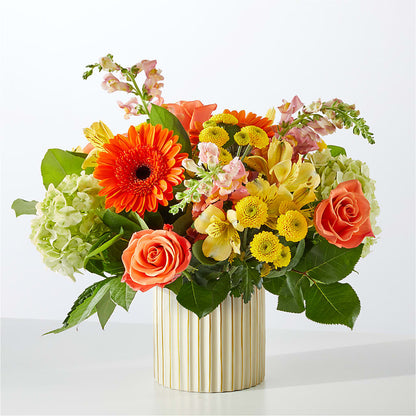 Autumn Sunshine Bouquet with Ivory Vase –  Rosewood Flower Shop, Humble TX