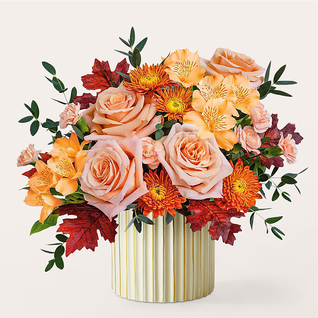 Spiced Latte Bouquet with Ivory Vase –  Rosewood Flower Shop, Humble TX
