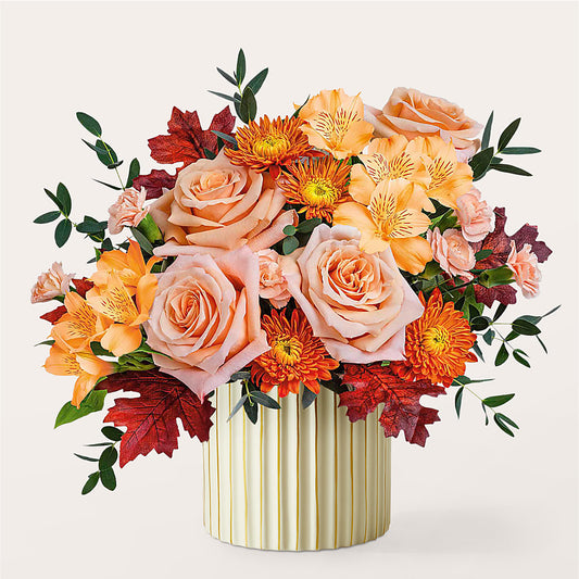 Spiced Latte Bouquet with Ivory Vase –  Rosewood Flower Shop, Humble TX