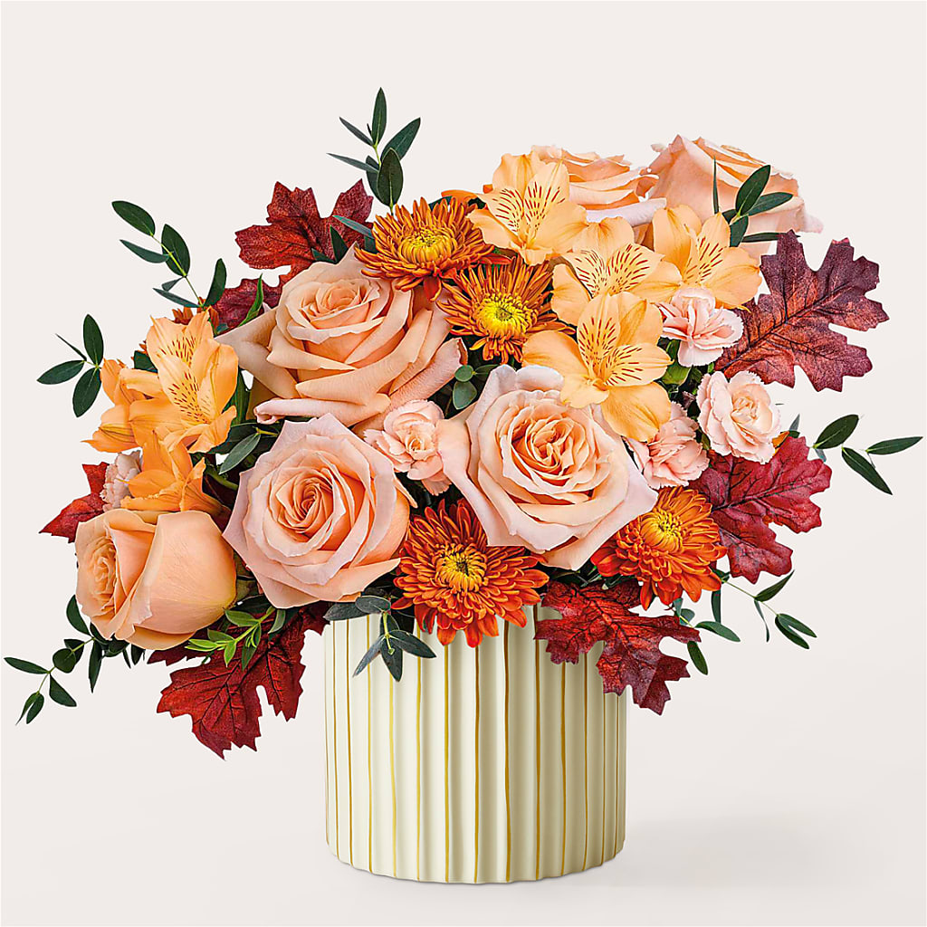 Spiced Latte Bouquet with Ivory Vase –  Rosewood Flower Shop, Humble TX