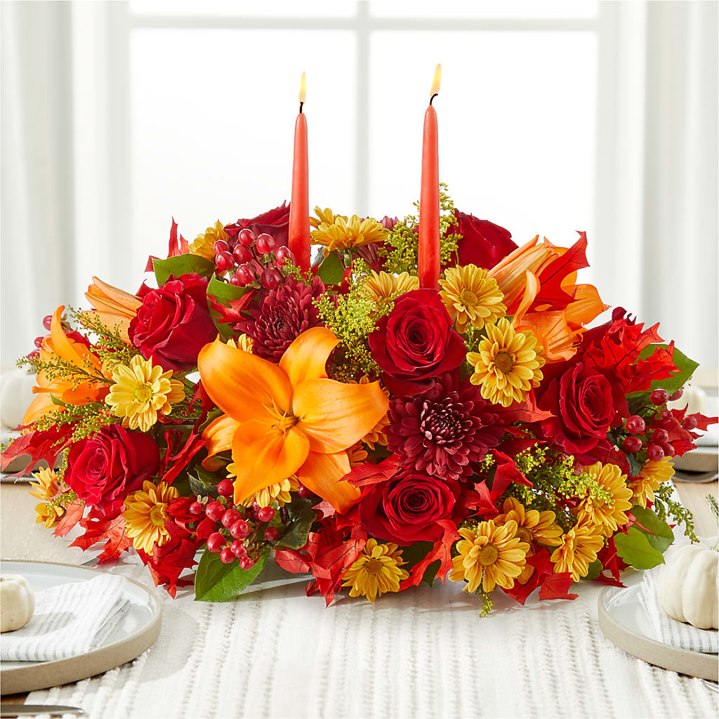 Autumn's Embrace Centerpiece –  Rosewood Flower Shop, Humble TX