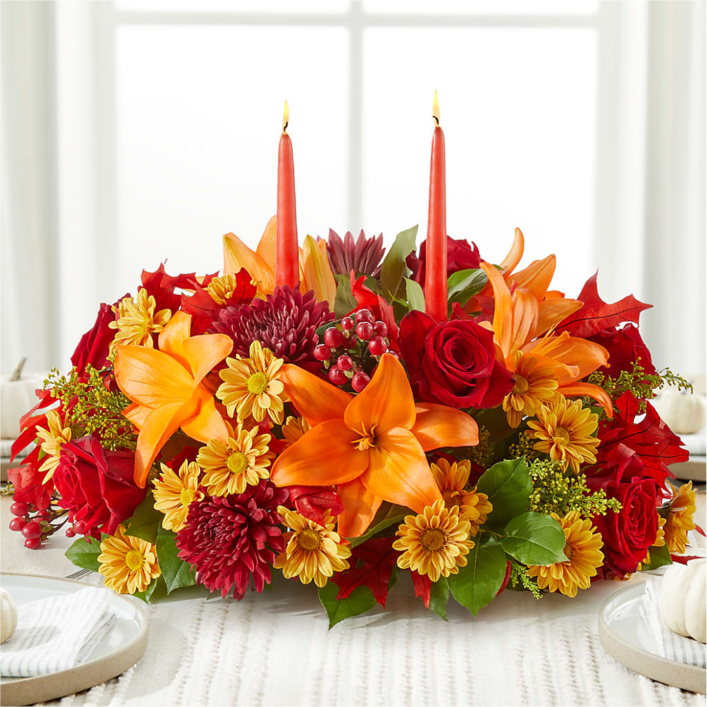 Autumn's Embrace Centerpiece –  Rosewood Flower Shop, Humble TX