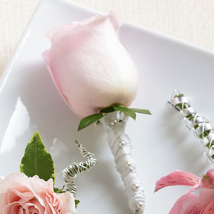 Pink Rose Boutonniere –  Rosewood Flower Shop, Humble TX