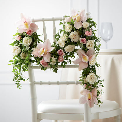Orchid Rose Chair Décor –  Rosewood Flower Shop, Humble TX