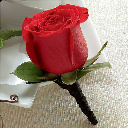 Red Rose Boutonniere –  Rosewood Flower Shop, Humble TX